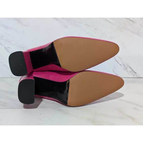 Zara Runway Vogue Collection Hot Pink Runway Zip Up Heel Leather Boot Sz 38 NWOT - Picture 9 of 9